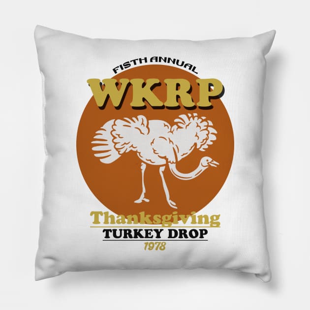 wkrp turkey Pillow by NaturalSupranatural Podcast