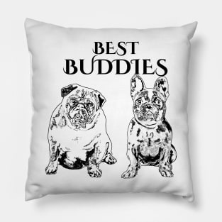 Best Buddies Pug French Bulldog black Pillow