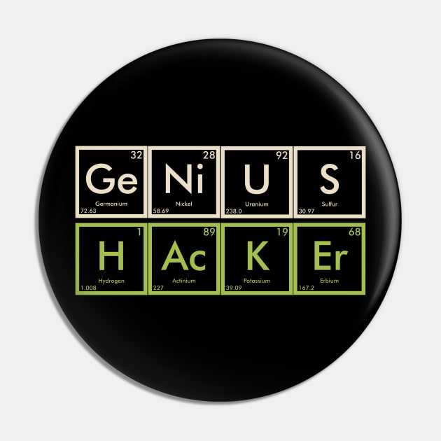 Funny Genius Hacker Element Cyber Security Pin by Mind Your Tee