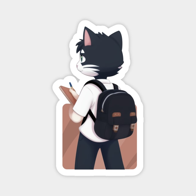 Adorable Cat Ready for Learning Magnet by Rishirt