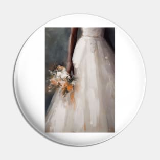 Fleeting Moment: Bride Dropping Bouquet Painting Pin