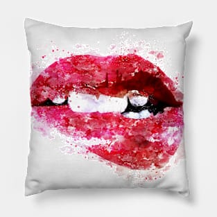 Watercolored Sexy Lips Pillow