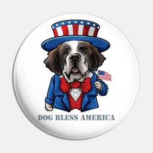 St Bernard Dog Bless America Pin