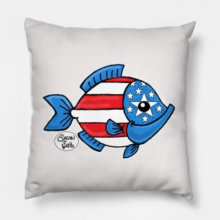 American flag fish gift for special USA holidays Pillow