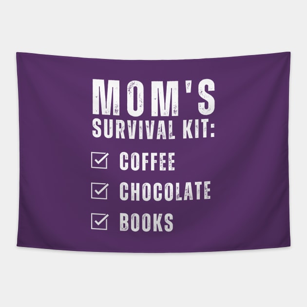 Mom's Survival Kit Coffee Chocolate Books Mom and Daughter matching Tapestry by Meowneytopia