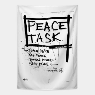 Peace Task Doodle Black Tapestry