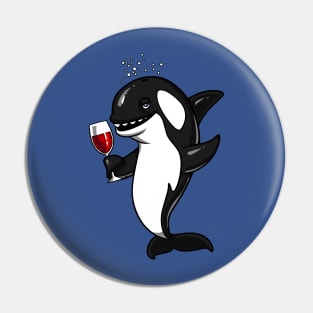 Orca Killer Whale Wine Drinking Funny Ocean Party Pin