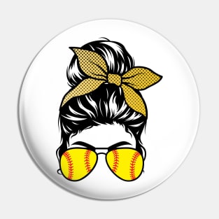 Softball Bun & Glasses - Light Apparel Pin