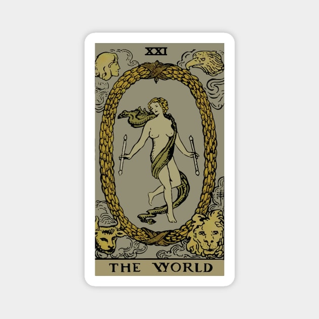 The World Tarot Card Magnet by VintageArtwork