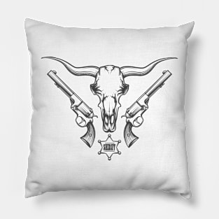 Bull skull with revolvers Pillow