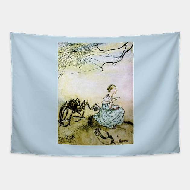 Little Miss Muffet - Mother Goose - Arthur Rackham Tapestry by forgottenbeauty