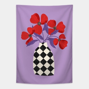 Checkered vase and poppies Tapestry