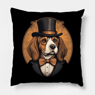 Beagle Dog Portrait Vintage Style Pillow