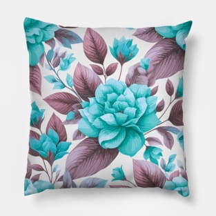 Pastel Blue Spring Flowers Pillow