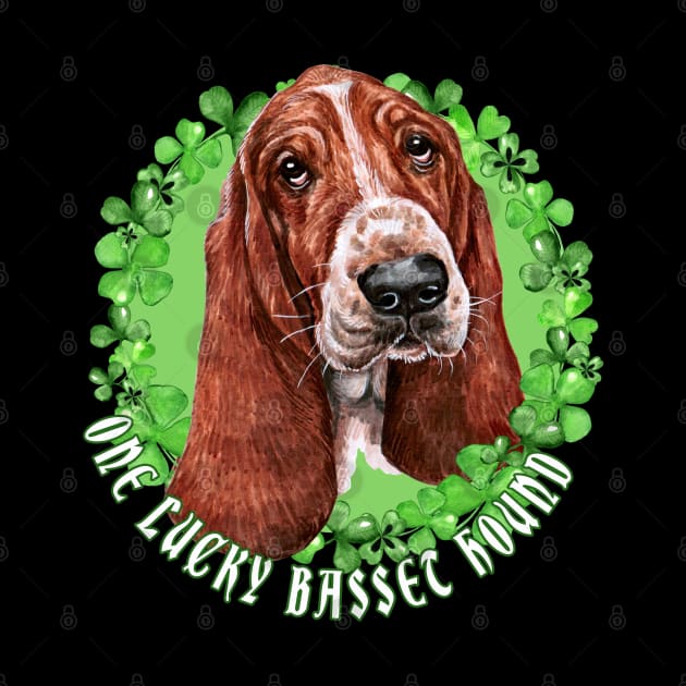 One Lucky Basset Haund Funny St. Patrick Dog by Sniffist Gang