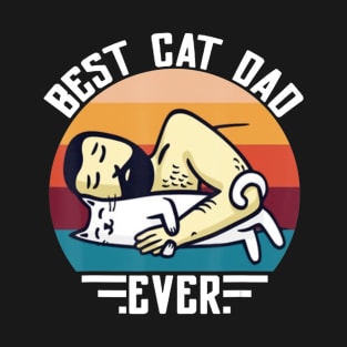Best Cat Dad Ever Vintage Man Hug Cat T-Shirt