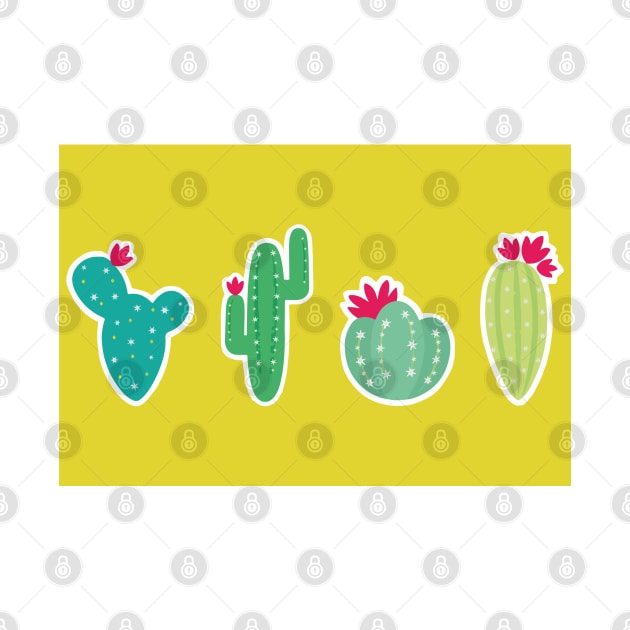 Cactus adorable prickly pear mexican modern pattern kawaii cacti by T-Mex
