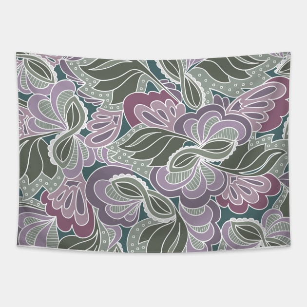 Sage Blush Floral Pattern Tapestry by cottoncanvas