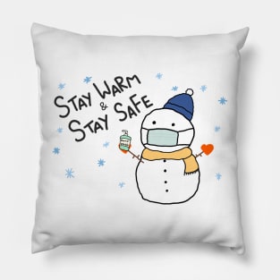 Stay Warm Stay Safe Snow Man Pillow