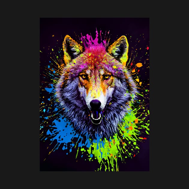 Splatter Paint Wolf by Treherne