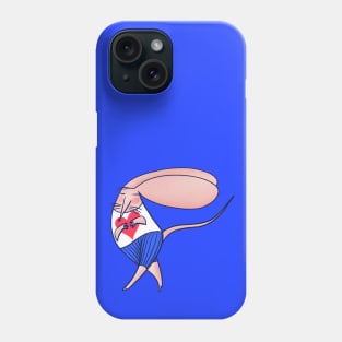 Cute mouse in love dancing on mainly blue background Phone Case