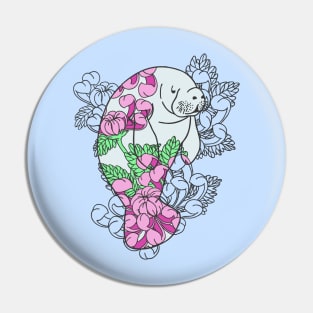 Floral Manatee Pin