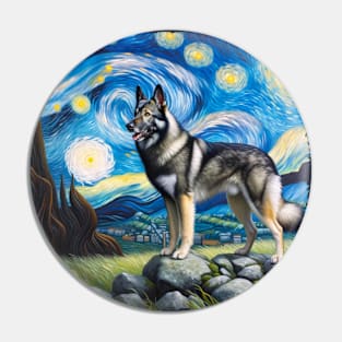 Pop Norwegian Elkhound Dog Portrait - Pet Portrait Pin