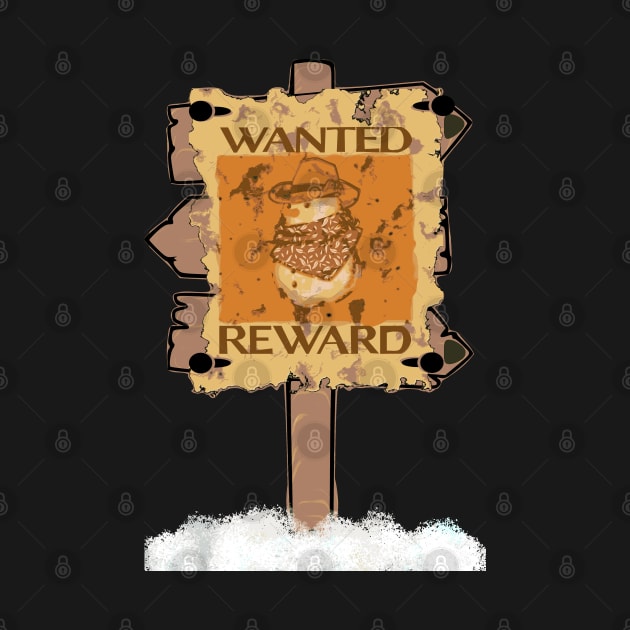 Snowman outlaw-themed "Most Wanted" poster by Eejee Art