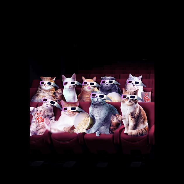 Cats With 3D Glasses Watching 3D Film by Random Galaxy