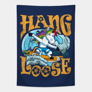 Surfing Hang Loose Unicorn Surfer Surf Tapestry