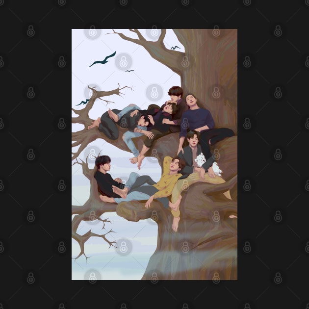 Bangtan in a Tree by Elsa-draws