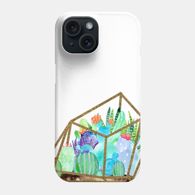 Cactus Earth Terrarium Phone Case by AmayaBrydon