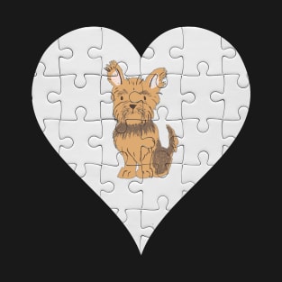 Yorkshire Terrier Heart Jigsaw Pieces Design - Gift for Yorkshire Terrier Brown Miniature Lovers T-Shirt