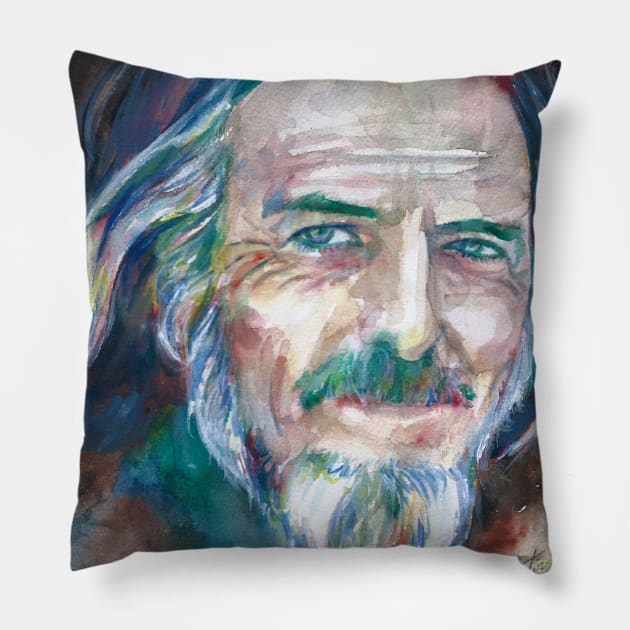 ALAN WATTS watercolor portrait.5 Pillow by lautir