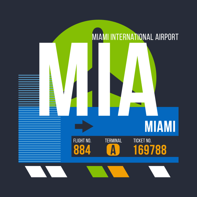 Miami (MIA) Airport // Retro Sunset Baggage Tag by Now Boarding