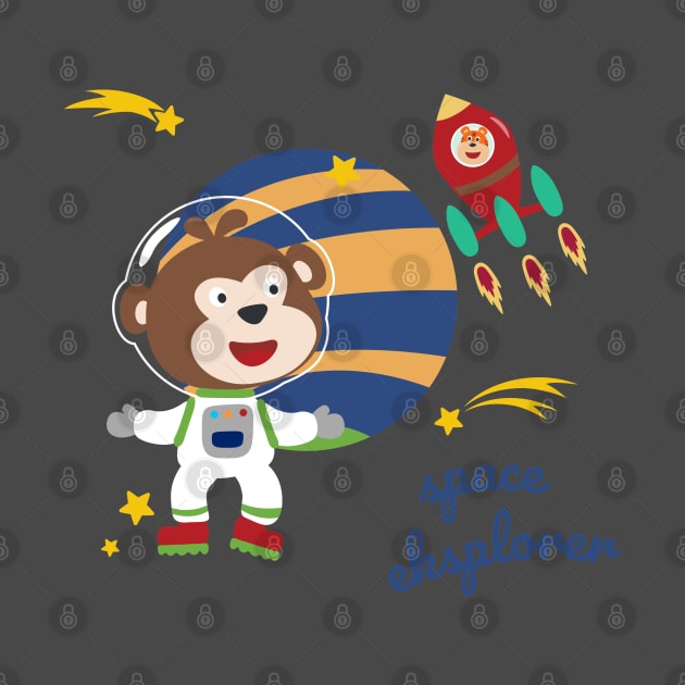 Space monkey or astronaut in a space suit with cartoon style by KIDS APPAREL