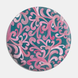 Pink Paisley on Green Pin