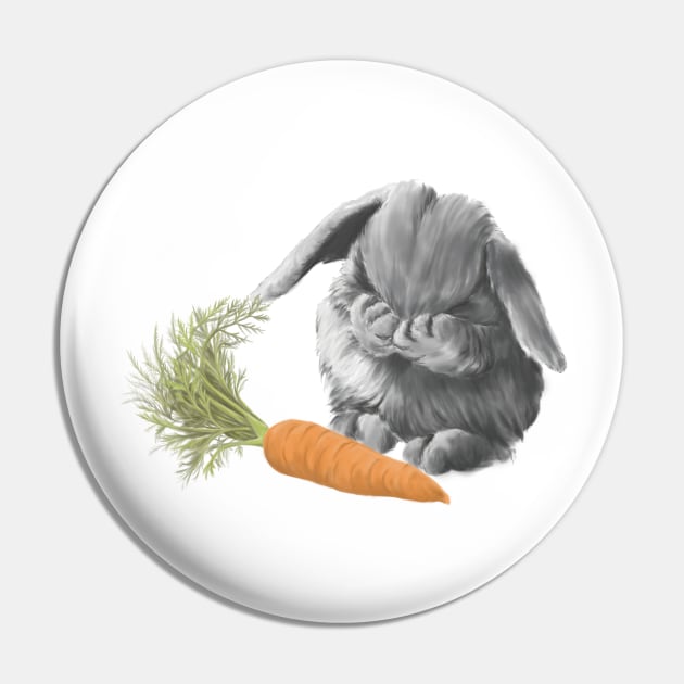 Bunny with carrot Pin by Anilia