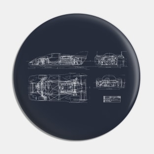 Porsche 917 Blueprint Pin