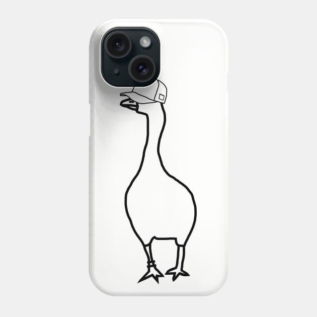 White Goose Wearing Stolen Hat Outline Phone Case by ellenhenryart