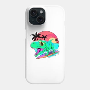 Dino surfing retro art Phone Case