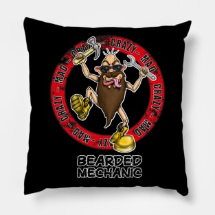 Funny Bearded Mechanic Design Pillow