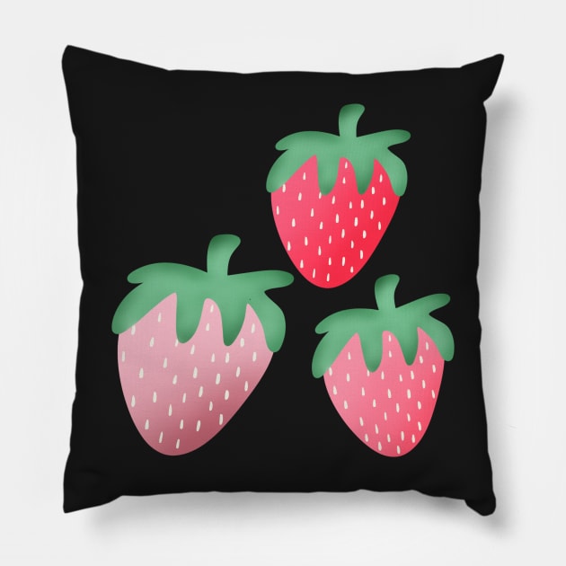 Strawberries Pillow by JessCarrsArt