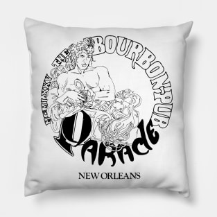 Bourbon Pub Vintage Gay LGBT New Orleans Retro Pillow