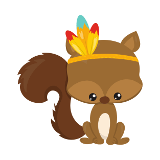 Thanksgiving Squirrel, Brown Squirrel, Feathers T-Shirt