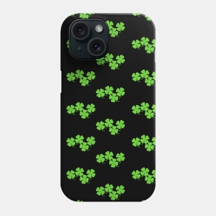 Four Leaf Clover Pattern in Black Phone Case