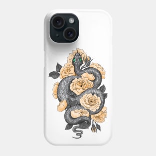 Snake and yellow roses Phone Case