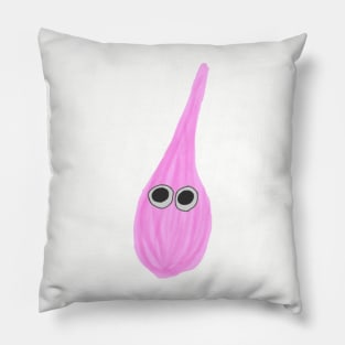 Pink hair fluff ball with eyes Pillow