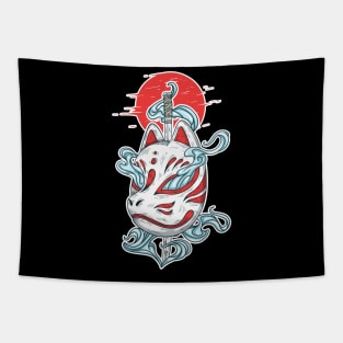 Japanese Kitsune Mask and katana Tapestry