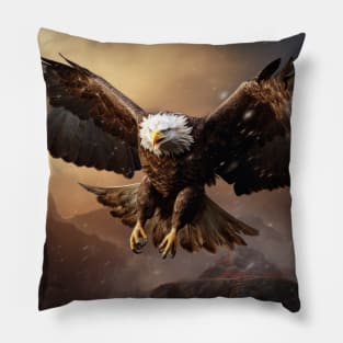 Eagle Animal Bird Wildlife Wilderness Colorful Realistic Illustration Pillow